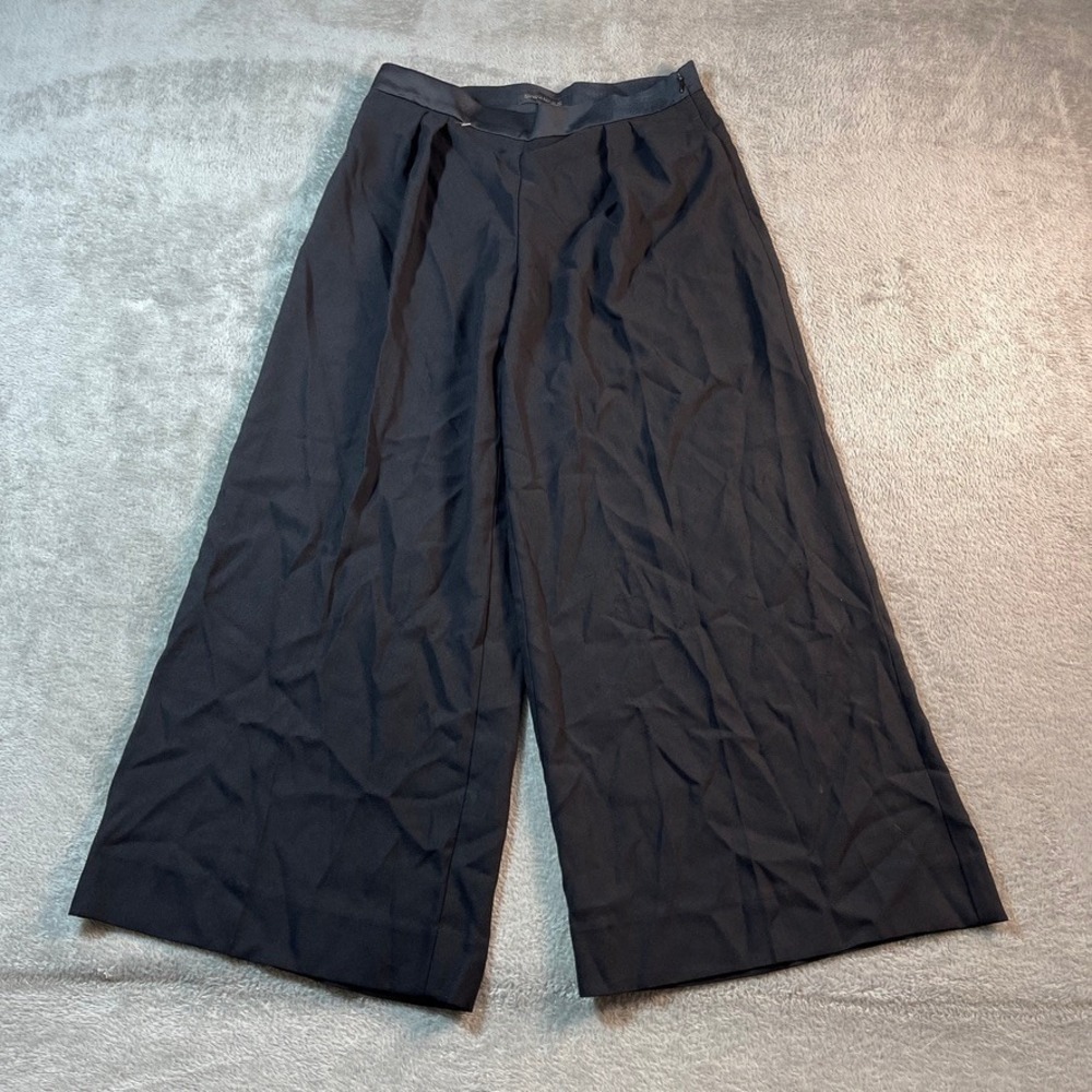 Banana Republic Pants Women's 4 Black Wide Leg Cropped Pleated Career Minimalist